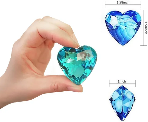 Miniatura 3 de NLR [20 piezas de 1.58 pulgadas] Juguete de corazón grande para niños, juego de gemas acrílicas, juguete de búsqueda del tesoro pirata, relleno