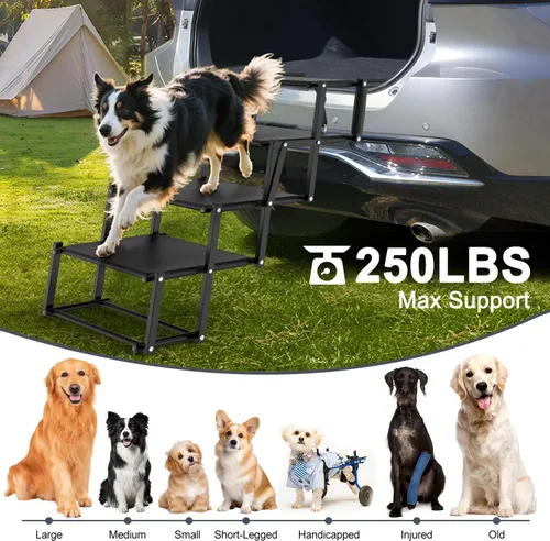 Miniatura 2 de Escaleras extra anchas para perros grandes, rampa plegable para perros con superficie antideslizante, escaleras ligeras para perros para autos, SUV