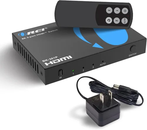 OREI Conmutador HDMI con mando a distancia – Conmutador HDMI 4K@120Hz 4:4:4 o 8K@60 4:2:0 – HDR10+, Visión Dolby, VRR, ALLM, CEC – Conmutador HDMI
