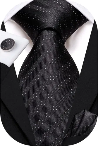 Miniatura 97 de Hi-Tie Corbatas de seda para hombre, diseño de cachemira a rayas, con bolsillo, gemelos cuadrados, conjunto formal de negocios