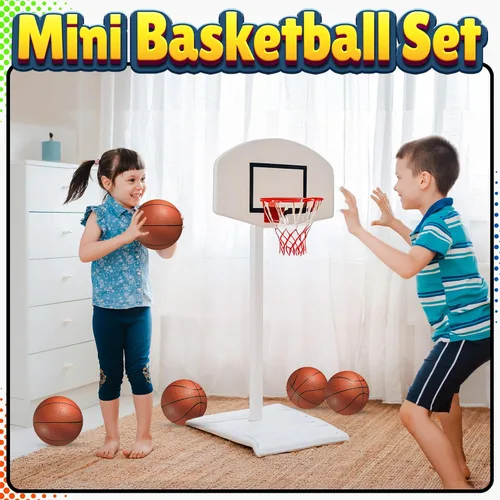 Miniatura 4 de Mini Basketball Set for Kids - 6 Inch (5 Pack) w/Hand Pump - Small Size Indoor Mini Hoop Balls for Toddlers - Over The Door Basketball Games, Indoor