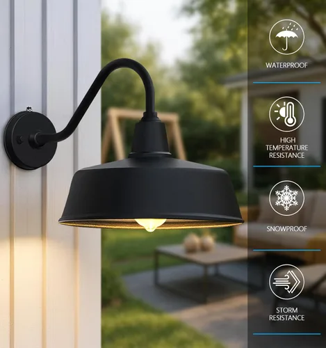 Miniatura 4 de Luz de porche al aire libre con atardecer al amanecer, lámpara impermeable de cuello de cisne para exteriores, luz exterior antioxidante con montaje