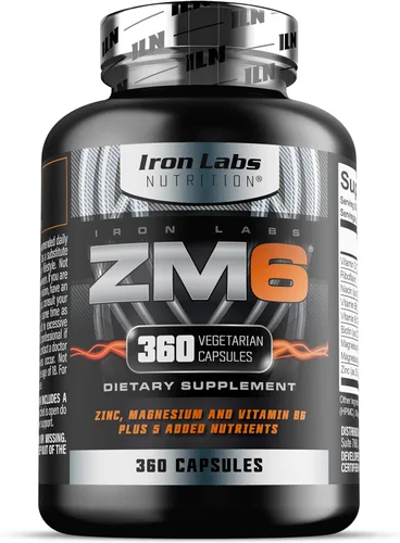 Miniatura 7 de Iron Labs ZM6 - Suplemento de zinc y magnesio de alta resistencia - 360 cápsulas vegetarianas (suministro para 6 meses) - Aspartato de zinc