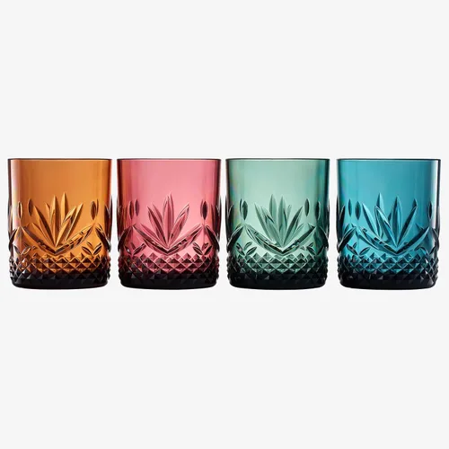 Miniatura 2 de Vasos irrompibles de plástico Tritan para cóctel, whisky, agua y vino Juego de 4 vasos Rocas reutilizables a la antigua, colores pastel Tenue