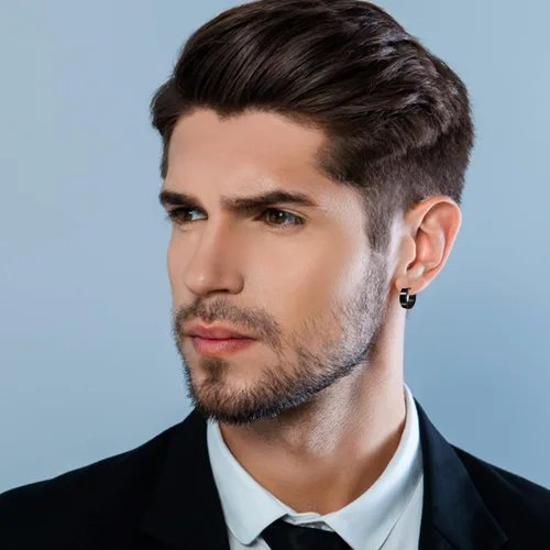 Miniatura 6 de ONESING 10-15 pares de aretes para hombre, aretes negros de acero inoxidable para hombres y mujeres, juego de aretes de piercing para hombre, Acero