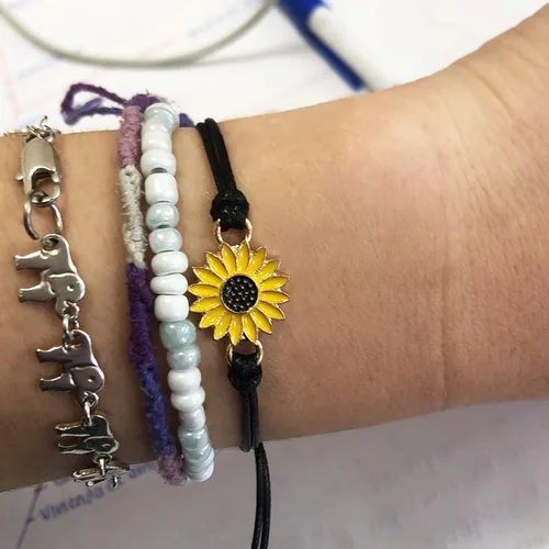 Miniatura 2 de Pulsera tobillera con diseño de girasol, pulsera ajustable de amistad con diseño de girasol, el mejor regalo para mejores amigos, pareja, familia
