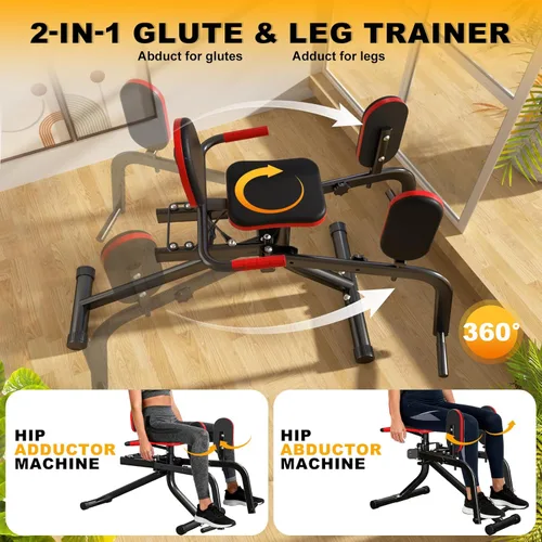 Miniatura 4 de Máquina abductora y aductora de cadera 2 en 1, equipo compacto de gimnasio en casa para muslo interno y externo, entrenamiento de glúteos
