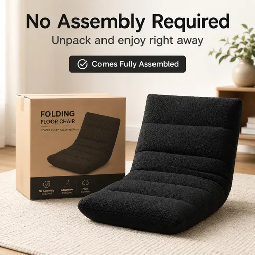 Miniatura 8 de Adjustable Floor Chair with Memory Foam, Folding Gaming Chair with Back Support, Padded Sleeper Bed Couch Recliner, Self-Supporting Floor Lounger