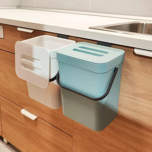 stonespace Contenedor de compostaje para cocina interior sellado, cubo de compostaje montable, cubo de basura de alimentos colgante para cocina, 1.3