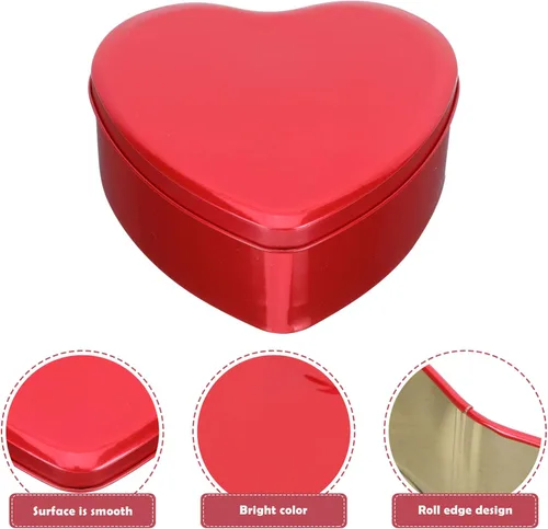 Miniatura 2 de Caja vacía de metal con forma de corazón: 10 unids cajas de chocolate de caramelo latas con tapa cosméticos latas Día de San Valentín regalos