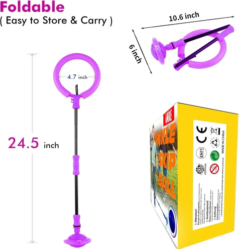 Miniatura 3 de Ankle Skip Ball for Kids, Girls Toys Age 5 6 7 8 9 10 Years, Birthday Gift for Girls and Boys, Foldable Colorful Flash Wheel Skip Ball, Sports