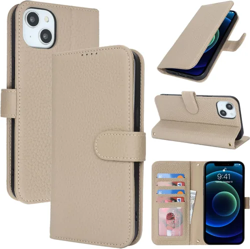 Miniatura 38 de Zouzt Funda para iPhone 11 de 6.1 pulgadas de piel auténtica con 4 ranuras para tarjetas, tarjetero con bloqueo RFID, tapa magnética, función atril
