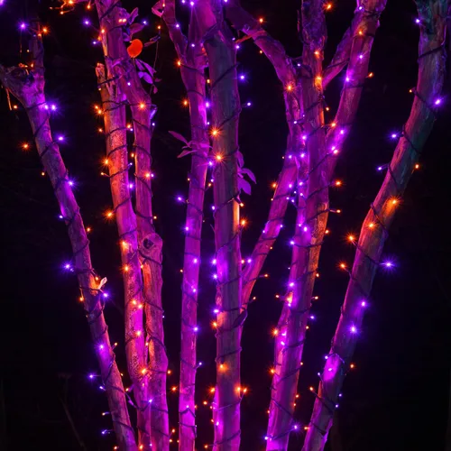 Miniatura 5 de TW SHINE Paquete de 2 luces solares de Halloween para exteriores, total de 400 luces LED de 132 pies alimentadas por energía solar para exteriores