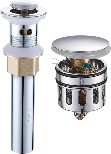 Miniatura 12 de REGALMIX Drenaje para Lavabo de Recipiente, Tapón de Drenaje Desplegable para Grifo de Lavabo de Recipiente de Baño, Colador Antiobstrucción Níquel