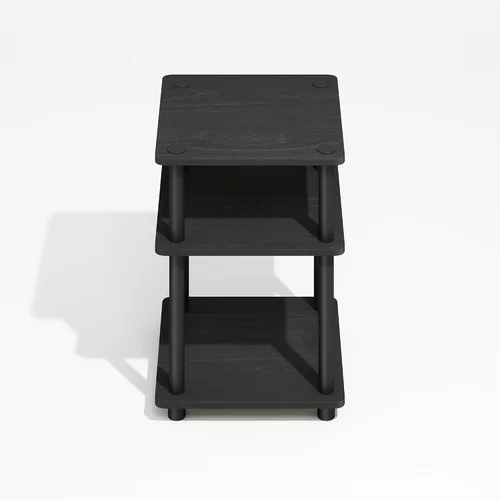 Miniatura 6 de Furinno Turn-N-Tube Mesa auxiliar, mesa auxiliar moderna cuadrada de 3 niveles con estante abierto, mesita de noche, mesa de noche, fácil montaje