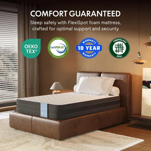 Miniatura 5 de FLEXISPOT Base de cama ajustable individual XL + colchón de espuma viscoelástica de gel refrescante de 12 pulgadas, masaje, inclinación de cabeza