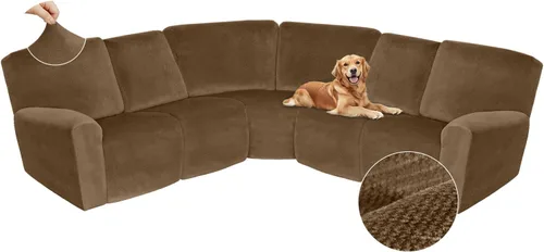 Miniatura 47 de Arfntevss Fundas de sofá seccional reclinable de terciopelo, Funda de sofá seccional de esquina para sofá reclinable, Funda elástica suave