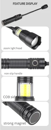 Miniatura 8 de Luz LED industrial recargable de 1000 lúmenes, luz de trabajo magnética ultra brillante con cuello de cisne flexible de 360°, lámpara de taller