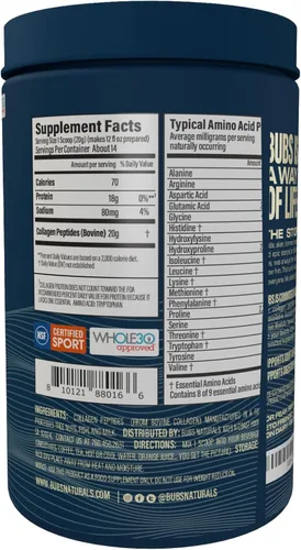 Miniatura 5 de BUBS Naturals Péptidos de colágeno en polvo sin sabor, las mejores proteínas para las articulaciones y la piel, alimentados con pasto criado, apto