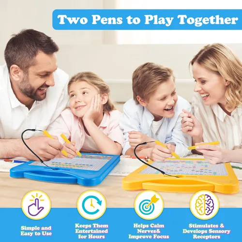 Miniatura 2 de Tablero magnético de dibujo para niños, tablero magnético de garabatos para niños pequeños con cuentas y 2 rotuladores, juguetes magnéticos de arte