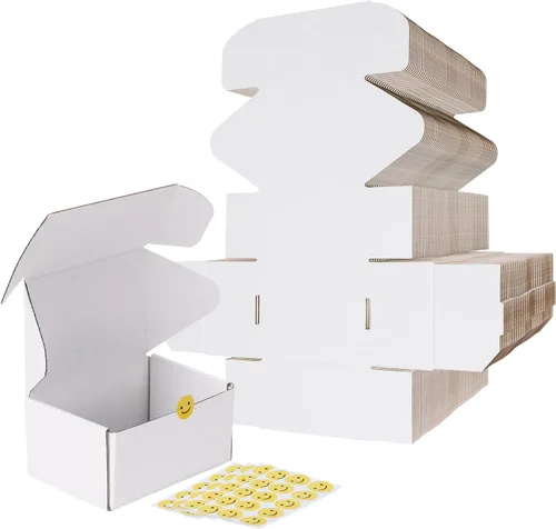 Miniatura 36 de RLAVBL Juego de 25 cajas de envío de 10 x 8 x 3, caja de cartón corrugado blanca para embalaje, correo, negocios Blanco