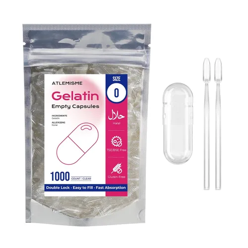 Miniatura 6 de Blue Size 0 Cápsulas vacías de gelatina (100 unidades) – Cápsulas de gel de relleno de bricolaje con 2 cucharas de relleno para cápsula (azul)