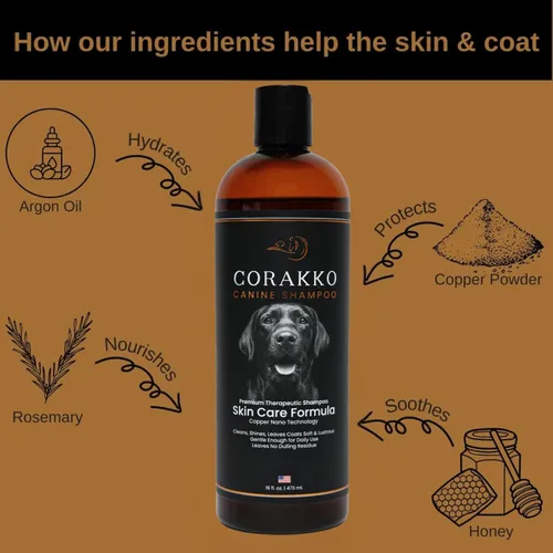 Miniatura 2 de Corakko - Champú para perros para alergias y picazón, fórmula terapéutica prémium para el cuidado de la piel, tecnología de nano-cobre, acondiciona