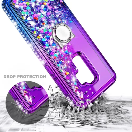 Miniatura 6 de NGB - Funda de teléfono diseñada para Samsung Galaxy S9+ Plus, morado/azul, con purpurina líquida para mujeres y niñas, con protector de pantalla