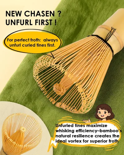 Miniatura 5 de Juego de batidor de bambú Matcha con 2 paquetes de batidor de bambú natural 100% Matcha, colador, cuchara para té y cuchara de té, Chasen