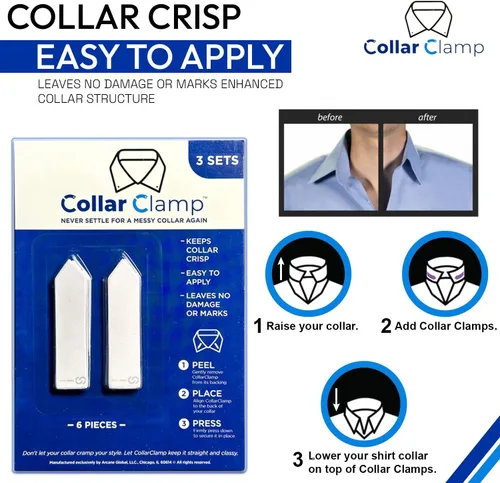 Miniatura 4 de Adhesivos de doble cara para el cuello, crujientes, extraíbles, insertos de cuello, moldeador de cuello para camisas de vestir para hombres, 3