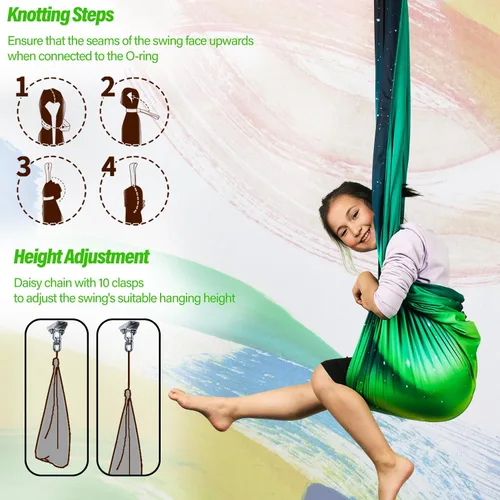 Miniatura 6 de Columpio sensorial para niños y adultos con capacidad para hasta 300 libras en interiores y exteriores, columpio de terapia de abrazo de doble capa