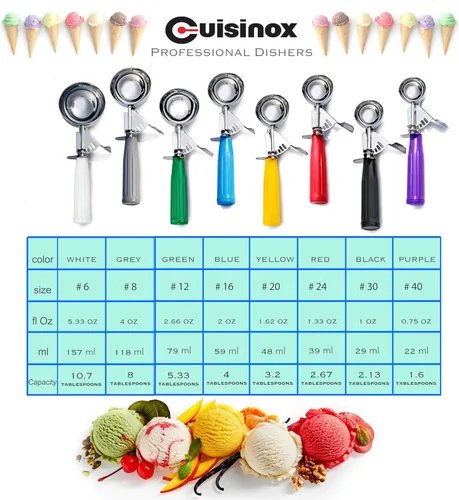 Miniatura 2 de Cuisinox Cuchara para helado, cuchara para servir y preparar, acero inoxidable de acción de primavera, color azul #16 (2 onzas)