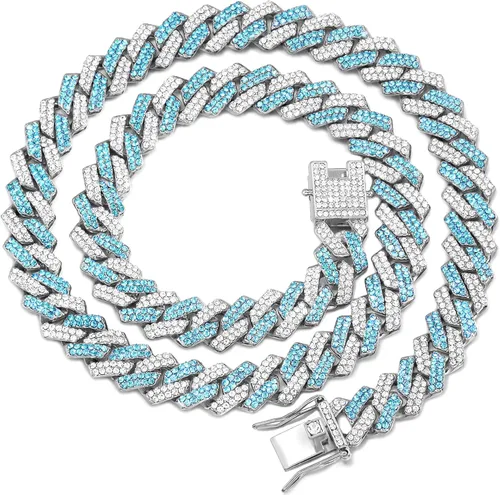 Miniatura 8 de Collar de cadena dorada para perro, collar cubano de diamantes para caminar, collar de cadena de metal con diseño de hebilla segura, collares