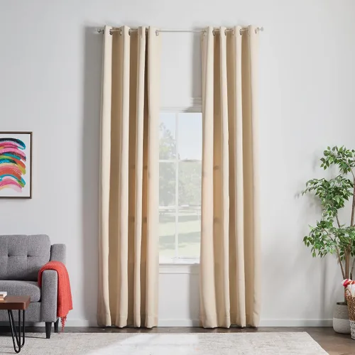 Miniatura 23 de Linenspa Juego de 2 paneles de cortinas opacas 85% - Cortinas negras de 84 pulgadas de largo, aislamiento térmico, reducción de ruido, esenciales