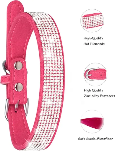 Miniatura 4 de Collar de perro Petank para perros pequeños, medianos y grandes, collar de perro pequeño para perras, collares de perro para niñas con brillo, Rosa