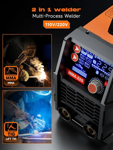 Miniatura 3 de Soldador de varilla de 225 A con gran pantalla LCD, inversor digital IGBT, máquina de soldadura de varilla portátil de 110V/220V. Las