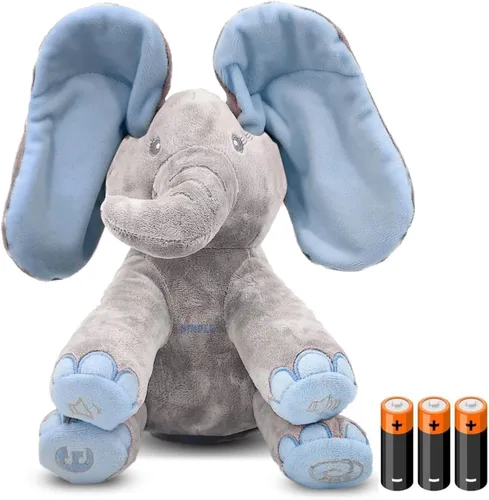 Miniatura 12 de Dimple Kaia Elefante de Peek A Boo, Animal de Peluche Cantando Interactivo con Orejas en Movimiento, Animal de Peluche Musical para Bebés y Niños