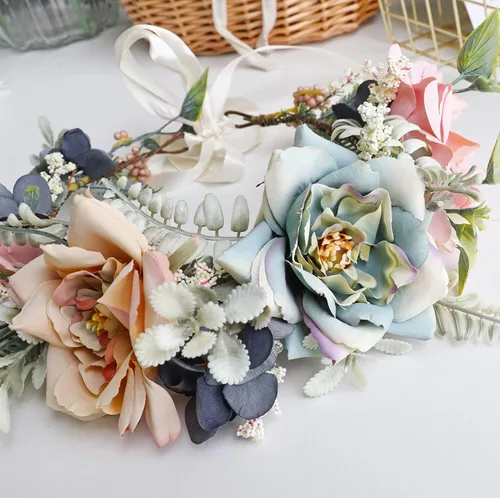 Miniatura 3 de Corona floral para mujer, diadema floral para el cabello, corona de flores, halo bohemio, fiesta, baile de graduación, fotos