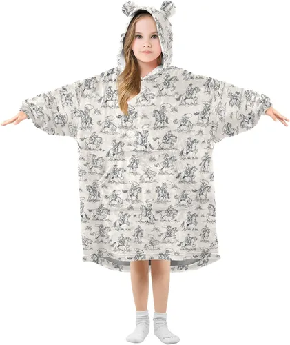 Miniatura 14 de Mantas portátiles para niños, sudadera con capucha tipo manta de gran tamaño, suave y cálida, regalos para niños, niñas y adolescentes de 3 a 14