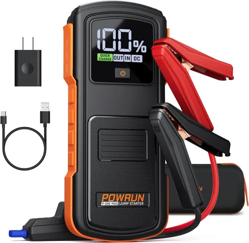 Powrun P-ONE MAX Arrancador de Salto, Caja de Salto Portátil de 4000A, Paquete de Batería de Arrancador de Coche para Todos los Motores de Gasolina
