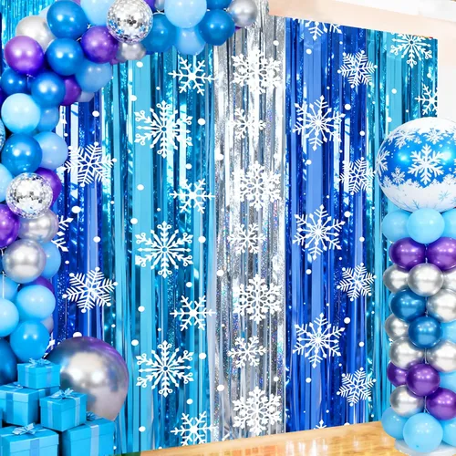 Miniatura 12 de Paquete de 4 cortinas de flecos de papel de aluminio negro, fondo de oropel metálico con purpurina para cumpleaños, bodas, despedidas de soltera