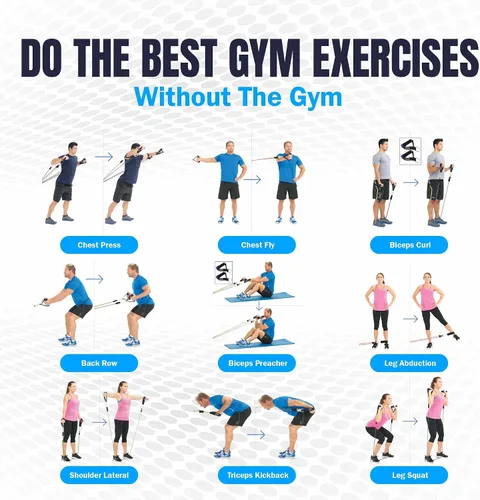 Miniatura 5 de Bodylastics Juego de bandas de resistencia – Bandas de resistencia con asas, correas de tobillo, anclaje de puerta, bolsa de transporte – Bandas PRO