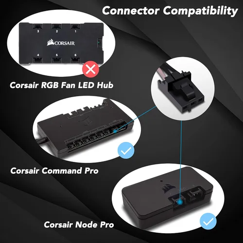 Miniatura 4 de EZDIY-FAB Cable adaptador para Corsair Lighting Node Pro y para Corsair iCUE Commander PRO (el concentrador no está incluido), iluminación RGB