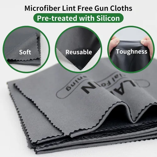 Miniatura 3 de Paños de limpieza de pistola de silicona de 12 x 12 pulgadas, sin pelusas, toallitas de limpieza de pistola con trapos de limpieza de pistola gris 3