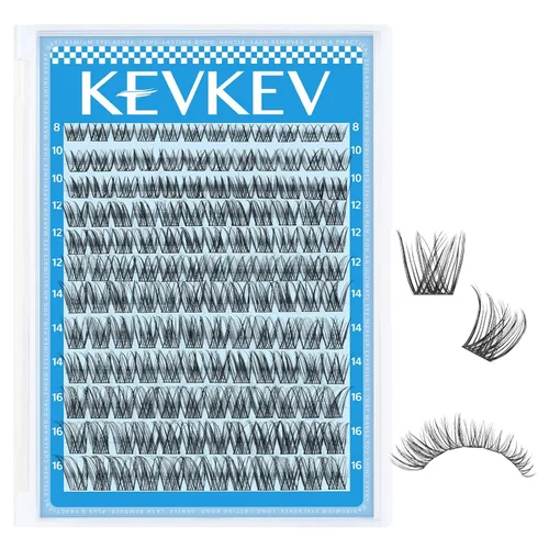 Miniatura 22 de KEVKEV Racimos de pestañas 144 unidades, racimos de pestañas naturales tenues, extensión de pestañas de banda fina y suave, mezcla de longitudes