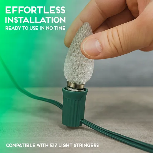Miniatura 3 de Iluminación para fiestas. Repuesto de foco para luces de navidad de LED facetado C9 para tomas E17, nivel comercial con ahorro de energía. Focos