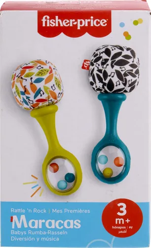Miniatura 6 de Fisher-Price Juguetes para recién nacidos Rattle ‘n Rock Maracas, 2 Instrumentos Musicales Blandos para el Desarrollo del Juego en Bebés de 3+