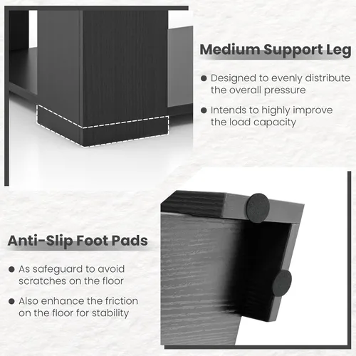 Miniatura 8 de GOFLAME Mesa auxiliar con almacenamiento, mesa central moderna para espacios pequeños, mesas de té decorativas para sala de estar, sala de Negro