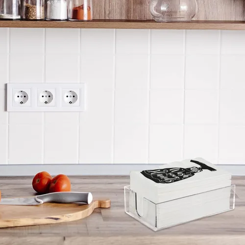 Miniatura 6 de Outus 101 toallas de mano desechables y servilletero acrílico, etiqueta de baño, servilletas de invitados, reglas de baño para baño, tocador