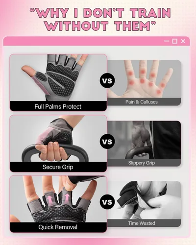 Miniatura 5 de VINSGUIR Guantes de entrenamiento para hombres y mujeres, guantes de levantamiento de pesas con excelente agarre, guantes de gimnasio ligeros